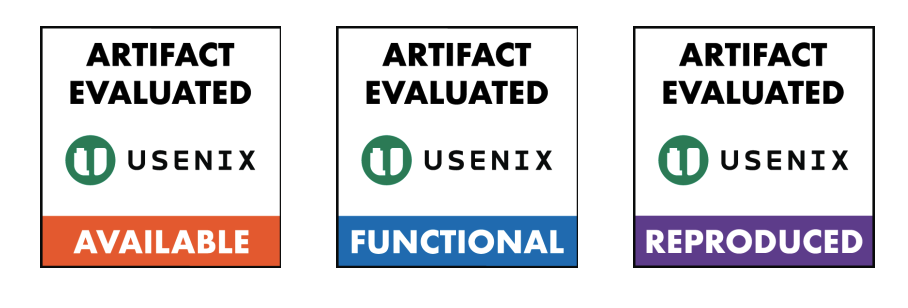 USENIX Artifact Available, Functional, and Reproduced badges